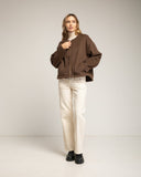 Abrigo corto con lana, con capucha desmontable. Grey. - Tantra Spain