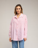Blusa amplia de rayas con detalle de vainica en la manga (ROSA) - Tantra Spain