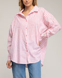 Blusa amplia de rayas con detalle de vainica en la manga (ROSA) - Tantra Spain