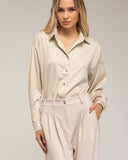 Blusa con seda con botones de piedras - Tantra Spain