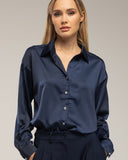 Blusa con seda con botones de piedras - Tantra Spain