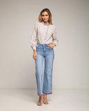 Blusa de cuello alto con volantes y apertura - Tantra Spain