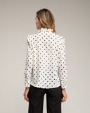 Blusa de lunares con volantes en el pecho. (BLANCA) - Tantra Spain