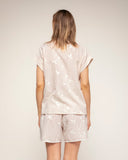 Blusa de rayas con bordados y manga corta con vuelta (Yellow) - Tantra Spain