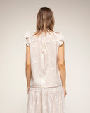 Blusa rayas bordados detalle encaje volantes en las mangas (Yellow) - Tantra Spain
