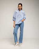 Camisa con cuello mao, detalle de vainica y bordados decorativos en las mangas - Tantra Spain