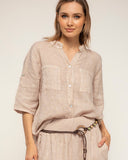 Camisa de lino de manga larga con bolsilo - Tantra Spain