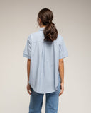 Camisa de manga corta de rayas con bolsillo (AZUL) - Tantra Spain