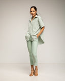 Camisa de manga corta de rayas con bolsillo (VERDE) - Tantra Spain