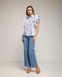Camisa de rayas con mangas abullonadas. (BLUE) - Tantra Spain