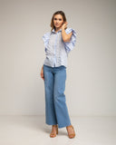 Camisa de rayas con mangas abullonadas. (BLUE) - Tantra Spain
