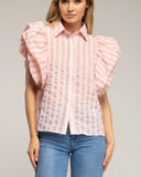 Camisa de rayas con mangas abullonadas. (ROSADO) - Tantra Spain