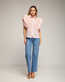 Camisa de rayas con mangas abullonadas. (ROSADO) - Tantra Spain
