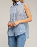 Camisa semitransparente sin mangas con flores. (BLUE) - Tantra Spain