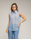 Camisa semitransparente sin mangas con flores. (BLUE) - Tantra Spain