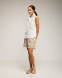 Camisa sin mangas con bordados en el frontal (BLANCO) - Tantra Spain