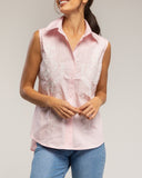 Camisa sin mangas con bordados en el frontal (ROSA) - Tantra Spain