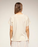 camiseta con detalle bordado en los hombros (Beige) - Tantra Spain