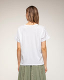 camiseta con detalle bordado en los hombros (White) - Tantra Spain