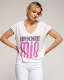 Camiseta con texto "amore mio " pintado y abalorios. - Tantra Spain