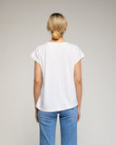 Camiseta con texto "joy" y lentejuelas y abalorios. - Tantra Spain