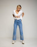 Camiseta con texto "joy" y lentejuelas y abalorios. - Tantra Spain