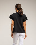 Camiseta de manga corta con detalle de crochet (BLACK) - Tantra Spain