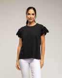 Camiseta de manga corta con detalle de crochet (BLACK) - Tantra Spain