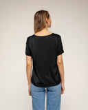 camiseta de manga corta seda cuello pico (Black) - Tantra Spain