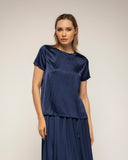 camiseta de manga corta seda cuello redondo (Navy) - Tantra Spain