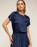 camiseta de manga corta seda cuello redondo (Navy) - Tantra Spain