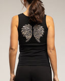 Camiseta de tirantes con alas de strass en la espalda (BLACK) - Tantra Spain