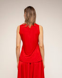 camiseta manga corta cuello pico seda delante punto detras (Red) - Tantra Spain