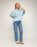 camiseta manga murcielago cuello barco con vuelta (Blue) - Tantra Spain