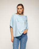 camiseta manga murcielago cuello barco con vuelta (Blue) - Tantra Spain