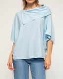 camiseta manga murcielago cuello barco con vuelta (Blue) - Tantra Spain