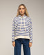 Camiseta tipo sudadera amplia de rayas con capucha, apertura en los costados. - Tantra Spain