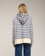 Camiseta tipo sudadera amplia de rayas con capucha, apertura en los costados. - Tantra Spain