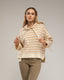 Camiseta tipo sudadera amplia de rayas con capucha, apertura en los costados. - Tantra Spain
