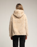 Chaqueta de pelo sintetico con capucha. Beige. - Tantra Spain