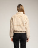 Chaqueta de pelo sintetico con cintura ajustable. Ecru. - Tantra Spain
