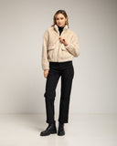 Chaqueta de pelo sintetico con cintura ajustable. Ecru. - Tantra Spain