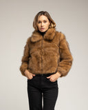 Chaqueta de pelo sintético con cuell. Camel. - Tantra Spain