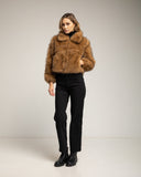 Chaqueta de pelo sintético con cuell. Camel. - Tantra Spain