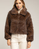 Chaqueta de pelo sintético con cuello. Brown. - Tantra Spain