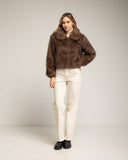 Chaqueta de pelo sintético con cuello. Brown. - Tantra Spain