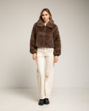 Chaqueta de pelo sintético con cuello. Brown. - Tantra Spain