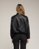 Chaqueta de polipiel amplia con doble botonadura, cierre de cuello con hebilla (NEGRO) - Tantra Spain