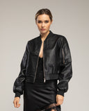 Chaqueta de polipiel tipo bomber con bolsilos laterales - Tantra Spain