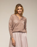 Chaqueta de punto con cremallera y bolsillos, capucha y dibujo de copo de nieve - Tantra Spain